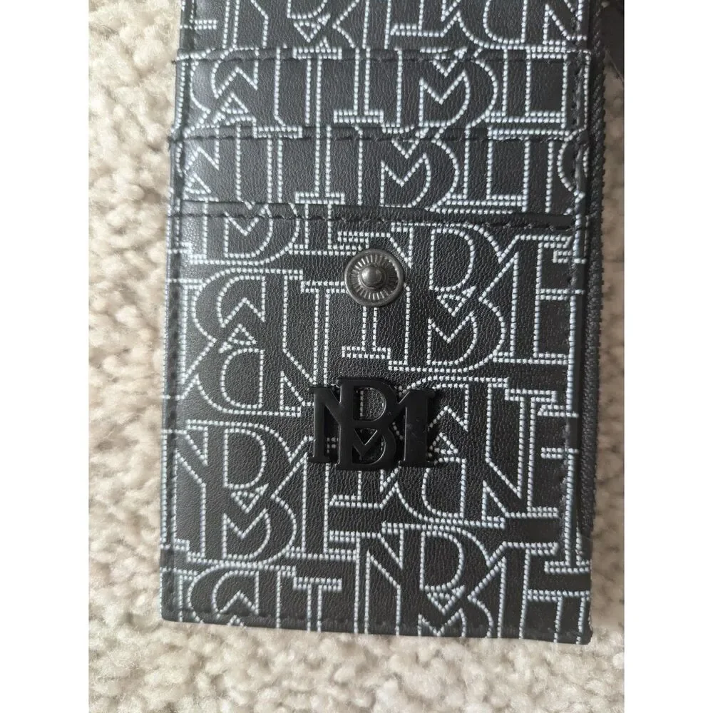 NWT Badgley Mischka Black and White Vegan Leather Logo Card Holder